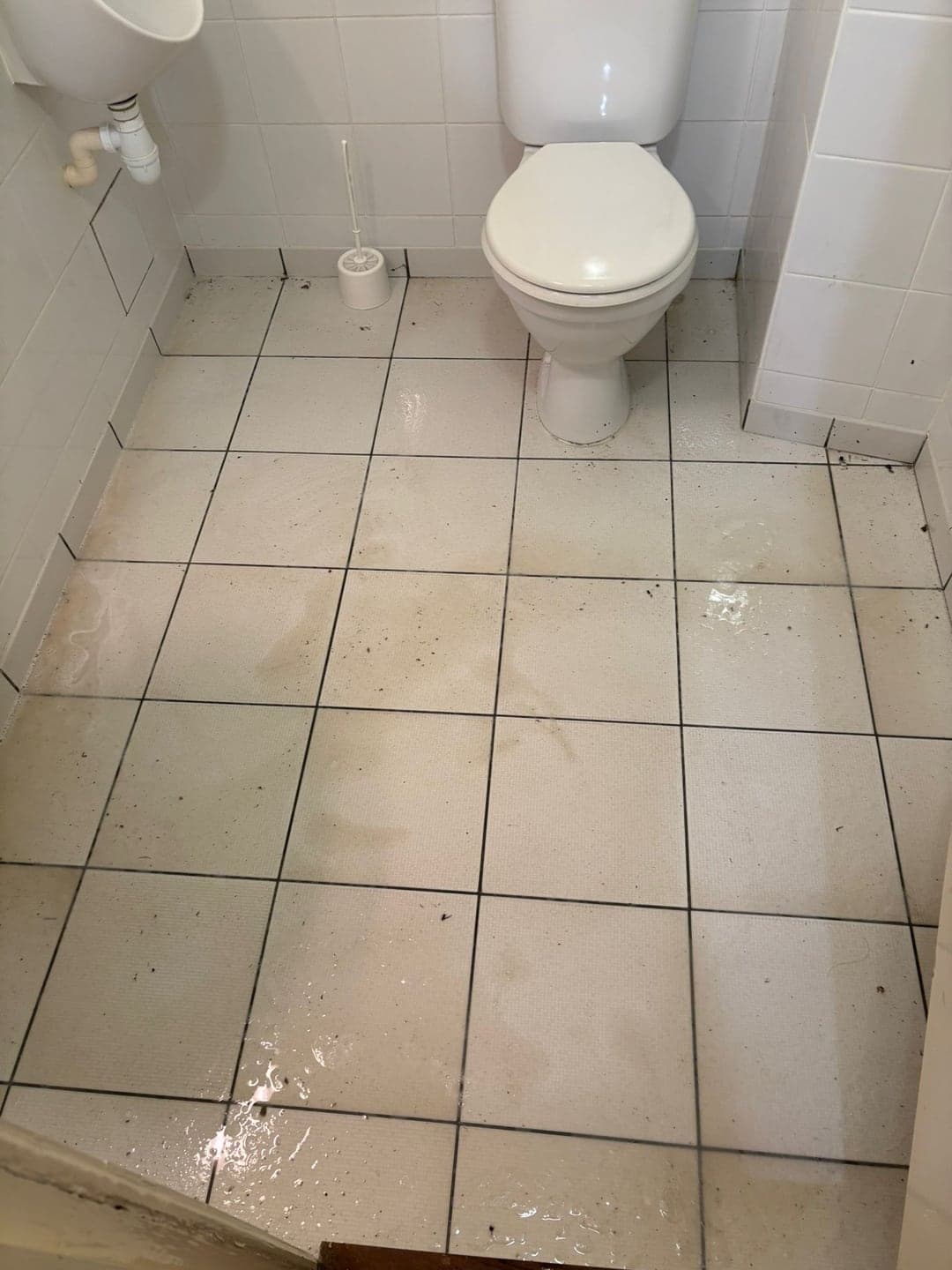 Sanitaires collectifs, sol carrelé souillé